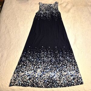 Pure Jill women's size Medium maxi blue & white sleeveless confetti print dress